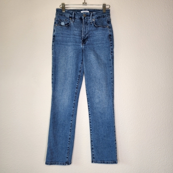 Good American Indigo127 Good Straight W/ Split Back Pockets Jeans 4/27 - Picture 5 of 9